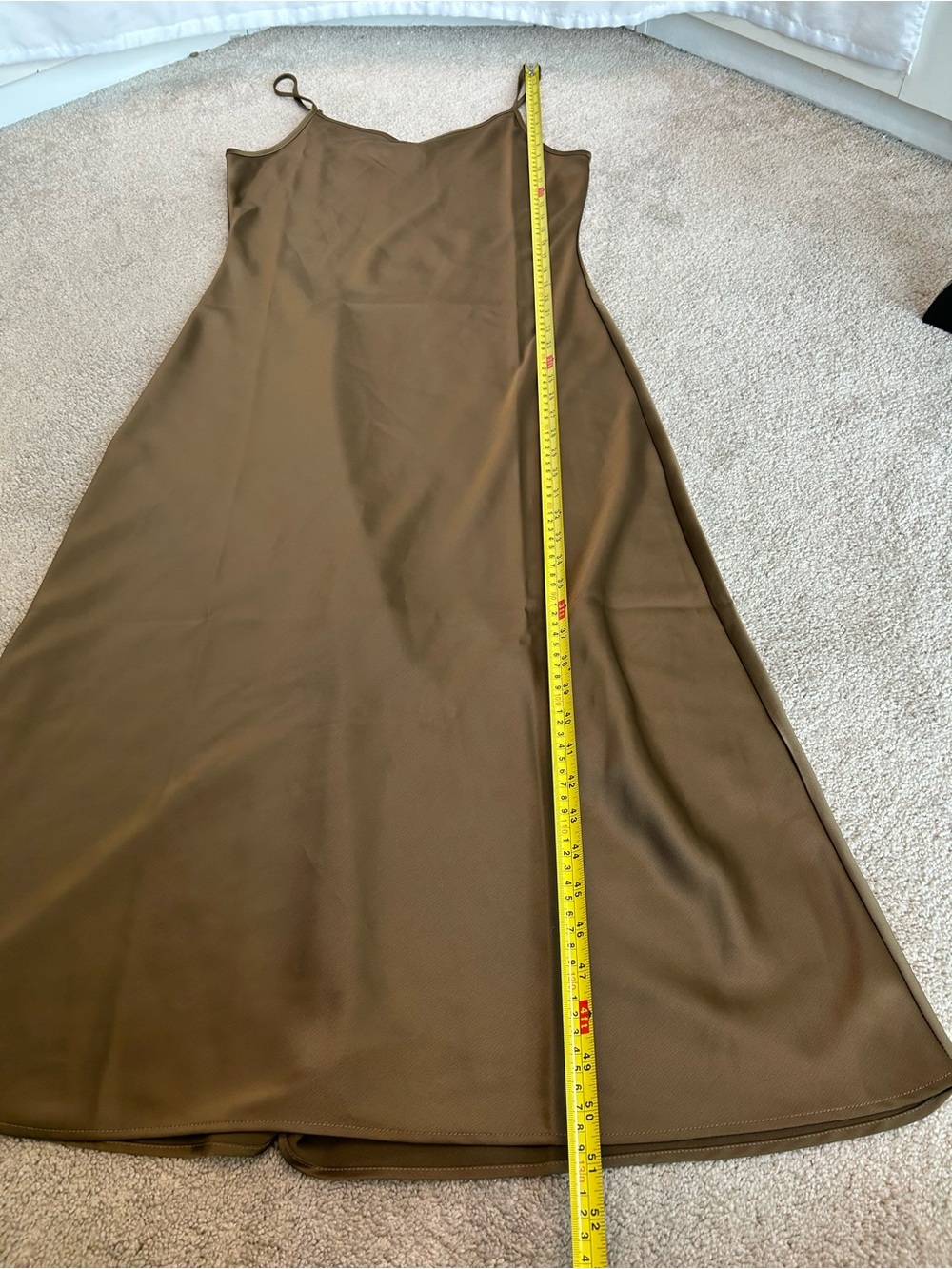 House of Harlow 1960 Khaki brown Satin Slip Dress maxi V-neck classy Sz M NWOT - Picture 6 of 13